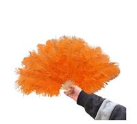 FOELANNE Abanicos plegables de bambú, Abanico de Plumas Plegable de Mano Multicolor 70cmx40cm 2 PCS(Orange,2 PCS 70cmx40cm)