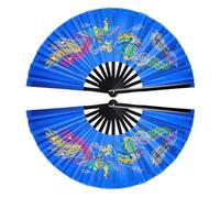 FOELANNE Abanicos plegables de bambú, Abanico plegable de tela for artes marciales, for Tai Chi Kung Fu, Cosplay, danza, multicolor, paquete de 2(Color:6)