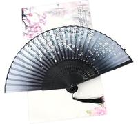 FOELANNE Abanicos plegables de bambú, Modelo de bambú de seda los 21x38cm multicolores de Sakura de la fan plegable for casarse la danza(Color14)