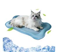 FOELANNE Alfombrilla de enfriamiento for Gatos, Multicolor, L, 16,5x22,8 Pulgadas, Almohadilla portátil con Forma de Hueso(Blue)