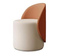 FOELANNE Asiento otomano con respaldo, giratorio de 360°, de cuero, redondo, con respaldo, multicolor (naranja y blanco)