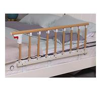 FOELANNE Barandilla de seguridad para el lado de la cama, asa de seguridad para cama, plegable, protector de barandilla, ajustable, para personas mayores, grano de madera, amarillo, 95-123 x 40 cm
