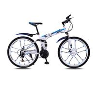 FOELANNE Bicicleta de Ciudad, Bicicleta Marco de Acero de Alto Carbono Doble Freno de Disco NG Absorción de Choques Varias Velocidades Multicolor(White Blue,24 Speed)