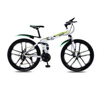 FOELANNE Bicicleta de ciudad, profesional con marco de acero de alto carbono, freno de disco doble, absorción de golpes, multicolor, 21/24/27/30 velocidades (blanco verde, 24 velocidades)
