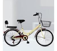 FOELANNE Bicicleta para adultos, plegable, 6 velocidades, ajustable, doble freno, respaldo de asiento trasero, multicolor, varios tamaños (beige)