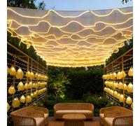 FOELANNE Cortinas de Techo LED Multicolores, Varios tamaños, Reutilizables, fáciles de Instalar, Fiesta, Boda, cumpleaños(50mx0.6m,ChampagneVeil+WarmLight)