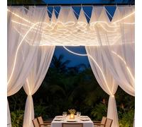 FOELANNE Cortinas de Techo Luminosas con LED, Blanco/champán, 50-100x0,5-0,6m(100mx0.5m,WhiteVeil+WhiteLight)
