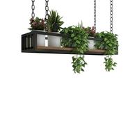 FOELANNE Decoración de Techo Estantería 60cm~140cm Plant Stand Ceiling Hanging Flower Pot Shelf with Metal Chains Floating Shelves, Decorative Wine Shelving Wine Bottle Holder(80x25x15cm)