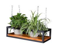 FOELANNE Decoración de Techo Estantería Black Ceiling Hanging Shelf, Metal Kitchen Pot Rack with Guardrail, Modern Simple Hanging Ceiling Wine Holder for Home Decoration Restaurant(100x25x15cm)