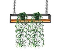 FOELANNE Decoración de Techo Estantería Ceiling Hanging Plant Flower Pot Stand - Black Metal Iron Ceiling Mount Shelf Hanging Floating Shelves Storage Shelving Display Rack(80x25x15cm)