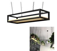 FOELANNE Decoración de Techo Estantería Ceiling Mounted Storage Rack - Ceiling Shelf Hanging Wine Rack Black Metal Iron Decoration Display Shelves Hanging Shelving Creative Flower Stand(140x25x15cm)