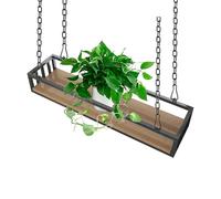 FOELANNE Decoración de Techo Estantería Modern Ceiling Shelf - Floating Decorations Display Shelves/Hanging Shelving Creative Ceiling Flower Stand Black Metal Iron Storage Rack(100x25x15cm)