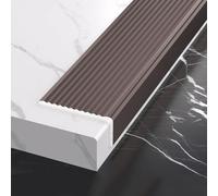 FOELANNE el Borde de la Esquina de la Goma Adhesiva, Tira de Nariz Deslizante for escaleras, Aluminio, Multicolor, Varios tamaños, 90 cm, 3 Piezas(Coffee,W50 x H30mm)