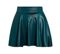 FOELANNE Falda de Cuero para Mujer, Falda De Cuero Sintético Mujer Mini Corte A Cintura Caída Multicolor Varios Tamaños(Blue Green,S)