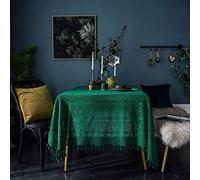 FOELANNE Mesa de Picnic, Mantel de algodón Tejido a Crochet, Hecho a Mano, Color Verde Oscuro, Vintage, en Varios tamaños y con borlas.(60 * 60cm(24 * 24inch))