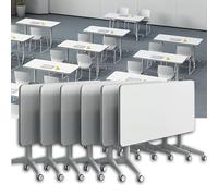 FOELANNE Mesa Plegable para reuniones y seminarios, Mesa de reuniones Plegable Rectangular Modular con Tapa abatible y Ruedas de Varios tamaños(6pcs,47x24x30in/120 * 60 * 75cm)