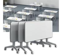 FOELANNE Mesa Plegable para reuniones y seminarios, Mesa de reuniones Plegable Rectangular Modular con Tapa abatible y Ruedas de Varios tamaños(3pcs,55x20x30in/140 * 50 * 75cm)