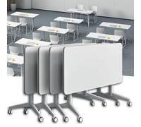 FOELANNE Mesa Plegable para reuniones y seminarios, Mesa de reuniones Plegable Rectangular Modular con Tapa abatible y Ruedas de Varios tamaños(4pcs,47x20x30in/120 * 50 * 75cm)