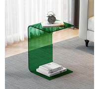 FOELANNE Mesita Auxiliar de acrílico Transparente, Mesa C de acrílico en Forma U, mesita Noche Lateral Multiusos, Multicolor, 30x30x55-65cm(Green,30 * 30 * 60cm)