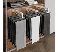 FOELANNE Perchero extraíble y retráctil, Pull out Closet Rod For Jeans Trousers Black White 35-60cm Pack of 2(50cm-2 Pc,White A)