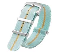 FOELANNE Pulsera reloj inteligente recambio, Correa de lona de nailon de 18/20/22/24 mm Correa de reloj reemplazable duradera y transpirable universal for hombres(SLight blue yellow,20mm)