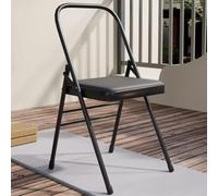 FOELANNE Silla de Oficina Plegable y Portátil, Silla de Yoga Plegable Multicolor 45 cm Altura del asiento 80 cm Altura Total Capacidad 200 kg(Black)
