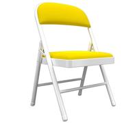 FOELANNE Silla de oficina plegable y portátil, silla plegable con respaldo de metal con cojín de piel sintética en varios tamaños multicolor(F)