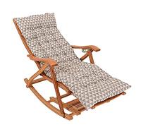 FOELANNE - Silla plegable de bambú, reclinable plegable de bambú, reposacabezas ajustable, masaje de pies, cojín extraíble