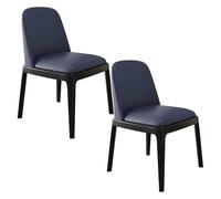 FOELANNE Sillas de comedor con respaldo, sillas de comedor de madera sin brazos, respaldo curvado, multicolor, paquete de 2/4 piezas (azul + negro, 2 piezas)