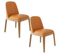 FOELANNE - Sillas de comedor con respaldo, sillas de comedor de madera sin reposabrazos, respaldo curvo acolchado, multicolor, paquete de 2/4 piezas (naranj madera, 2 piezas)