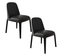 FOELANNE - Sillas de comedor con respaldo, sillas de comedor de madera sin reposabrazos, respaldo curvo acolchado, multicolor, paquete de 2/4 piezas (negro, 2 piezas)