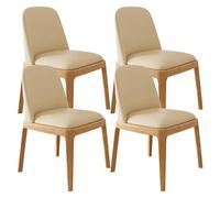 FOELANNE - Sillas de comedor con respaldo, sillas de comedor de madera sin reposabrazos, respaldo curvo acolchado, multicolor, paquete de 2/4 piezas (Beige+Wood,4PCS)