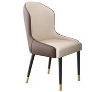 FOELANNE Sillas de comedor Sillas con respaldo, modernas sillas de comedor mediados de siglo medio de piel sintética con respaldo alto y patas metálicas multicolores (beige C)