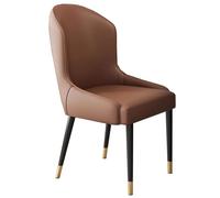 FOELANNE Sillas de comedor Sillas con respaldo, modernas sillas de comedor mediados de siglo medio de piel sintética con respaldo alto y patas metálicas multicolores (marrón B)