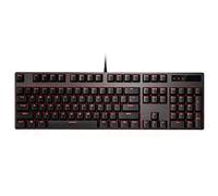 FOELANNE Teclado para Juegos, Teclado con Interruptor óptico USB con Cable, 104 Teclas, retroiluminación roja y Negro
