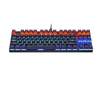 FOELANNE Teclado para Juegos, Teclado mecánico for Juegos Blue Switch de 87 Teclas con Modo Dual, con Cable y Bluetooth 3.0, Color Negro