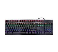 FOELANNE Teclado para Juegos, Teclado mecánico for Juegos con 104 Teclas, Interruptor Azul USB, retroiluminación RGB, Negro