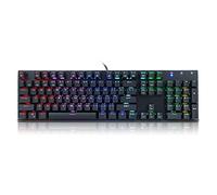 FOELANNE Teclado para Juegos, Teclado mecánico for Juegos de 104 Teclas con retroiluminación RGB, Cable USB, Interruptor Azul, Negro