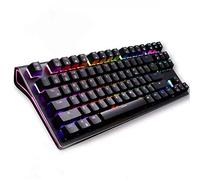 FOELANNE Teclado para Juegos, Teclado mecánico for Juegos de 87 Teclas, inalámbrico, Bluetooth 3.0, Cable USB, retroiluminación RGB, Color Negro(Blue Switch)