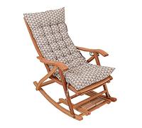 FOELANNE Tumbona plegable de bambú, columpio de bambú, plegable, reposacabezas ajustable, masaje de pies, cojín extraíble (Recliner+Short Cushion)