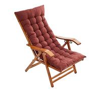 FOELANNE Tumbona plegable de bambú para exteriores, 5 posiciones, con reposacabezas y cojín, color marrón