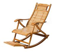 FOELANNE - Tumbona plegable de bambú para jardín, plegable, ajustable, con masaje de pies y cojín