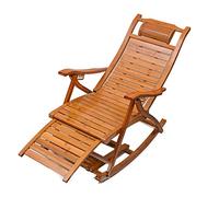FOELANNE - Tumbona plegable de bambú, reclinable y plegable, ajustable, con masaje de pies, jardín al aire libre