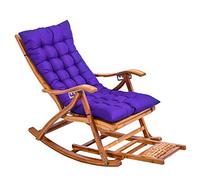 FOELANNE - Tumbona plegable de bambú, silla mecedora plegable de bambú, respaldo ajustable, cojín de masaje de pies, 380 libras, multicolor