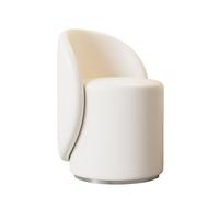 FOELANNE Un asiento en la parte posterior, puf redondo giratorio de 360 °, reposapiés acolchado, asiento suave, multicolor(White)