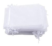 Foemey 50 bolsas de regalo de organza de 4 x 6 pulgadas, bolsas de joyería con cordón, bolsas de regalo de boda (blanco)