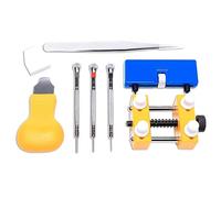 Foemey 7 piezas herramienta de reparación de reloj kit de accesorios de repuesto para caja de reloj apertura banda removedor cambio batería soporte de reloj pinza de depilar, ver foto
