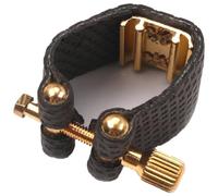 Foemey - Accesorios de repuesto para saxofón alto, accesorios de ligadura, color negro, cierre compacto, punta de ligaduras de piel sintética + piezas metálicas, color negro y dorado