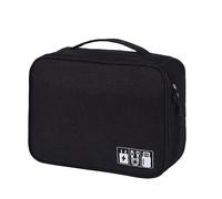Foemey Bolsa de almacenamiento portátil para cargador de cable, organizador de enchufes, organizador electrónico de viaje, color negro, Black