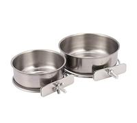 Foemey Cuencos para loros para pájaros en paquete de 2 con agua para alimentos de acero inoxidable, alimentador para platos para cockatiel, chinchilla de animales pequeños